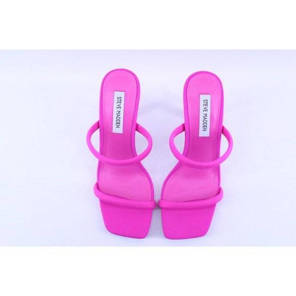 Steve Madden JOY Slide Sandals Hot Pink Tapered Heel Square Toe size 7.5M Barbie - Picture 4 of 7